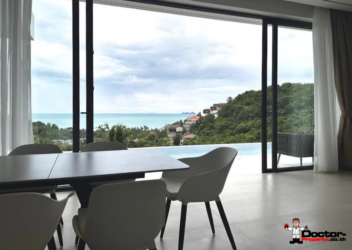 New 4 Bedroom Pool Villa with Sea View in Bang Por, Koh Samui – For Sale